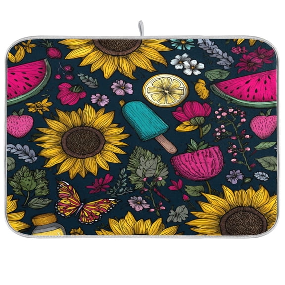 Kitchen Drying Mat Kitchen Drying Pad 16x18In Drying Dish Mat Dish Drying Mats Kitchen Countertop Multi-Function Drain Drying Mat Summer Elements