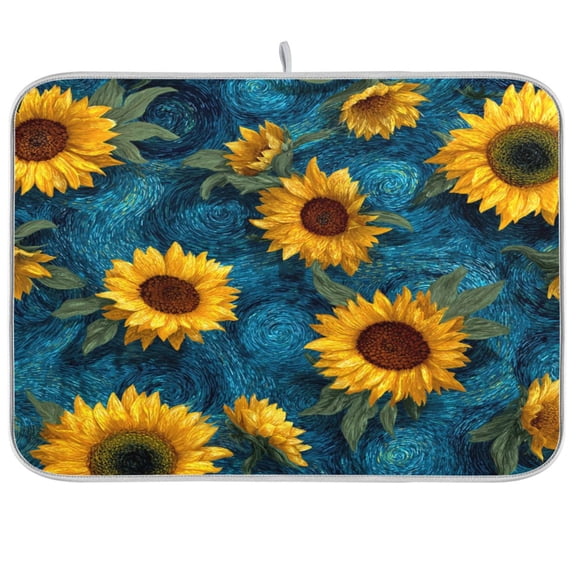 Kitchen Drying Mat Kitchen Drying Pad 16x18In Drying Dish Mat Dish Drying Mats Kitchen Countertop Multi-Function Drain Drying Mat Sunflower Float Blue Botanical
