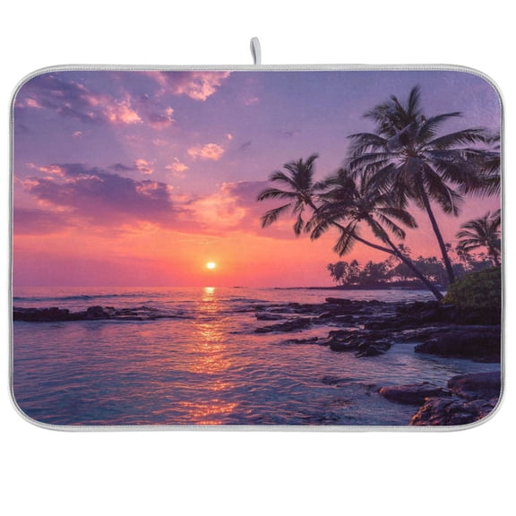 Kitchen Drying Mat Kitchen Drying Pad 16x18In Drying Dish Mat Dish Drying Mats Kitchen Countertop Multi-Function Drain Drying Mat Sunset at The Seaside