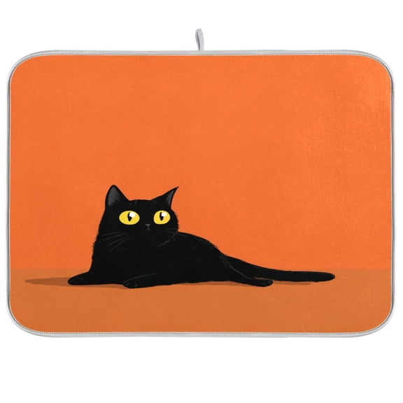 Kitchen Drying Mat Kitchen Drying Pad 16x18In Drying Dish Mat Dish Drying Mats Kitchen Countertop Multi-Function Drain Drying Mat The Black Cat