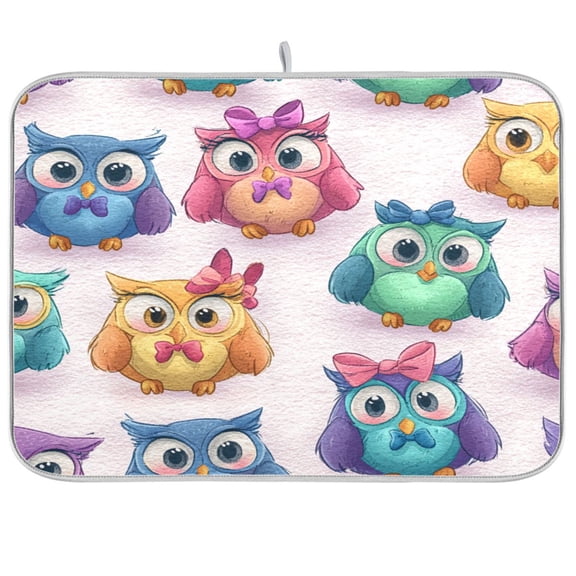 Kitchen Drying Mat Kitchen Drying Pad 16x18In Drying Dish Mat Dish Drying Mats Kitchen Countertop Multi-Function Drain Drying Mat The Cartoon Owls