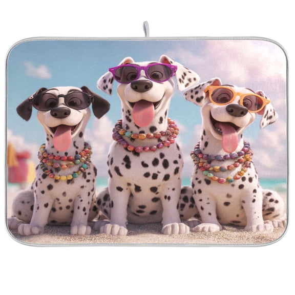 Kitchen Drying Mat Kitchen Drying Pad 16x18In Drying Dish Mat Dish Drying Mats Kitchen Countertop Multi-Function Drain Drying Mat Three Cool Dogs