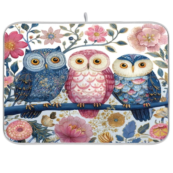 Kitchen Drying Mat Kitchen Drying Pad 16x18In Drying Dish Mat Dish Drying Mats Kitchen Countertop Multi-Function Drain Drying Mat Three Owls