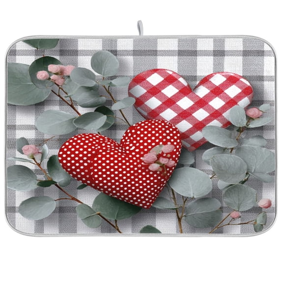 Kitchen Drying Mat Kitchen Drying Pad 16x18In Drying Dish Mat Dish Drying Mats Kitchen Countertop Multi-Function Drain Drying Mat Two Beautiful Hearts