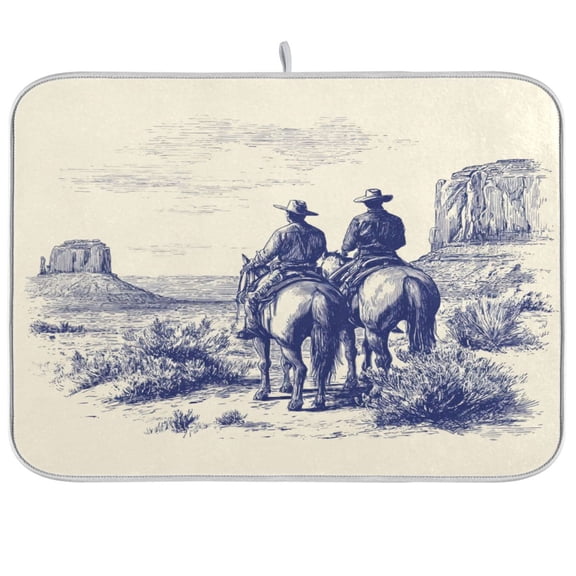 Kitchen Drying Mat Kitchen Drying Pad 16x18In Drying Dish Mat Dish Drying Mats Kitchen Countertop Multi-Function Drain Drying Mat Two Cowboys Desert