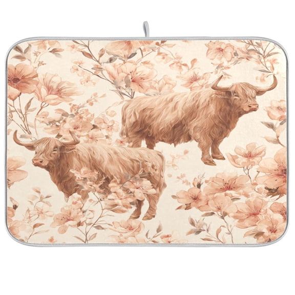 Kitchen Drying Mat Kitchen Drying Pad 16x18In Drying Dish Mat Dish Drying Mats Kitchen Countertop Multi-Function Drain Drying Mat Two Cows