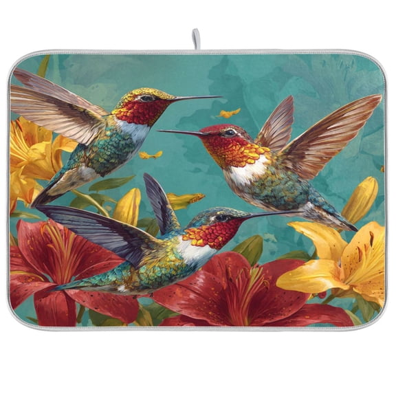 Kitchen Drying Mat Kitchen Drying Pad 16x18In Drying Dish Mat Dish Drying Mats Kitchen Countertop Multi-Function Drain Drying Mat Two Hummingbirds
