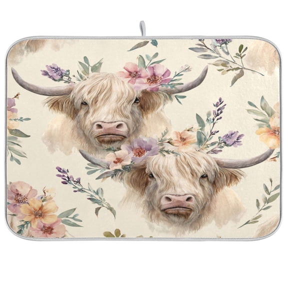 Kitchen Drying Mat Kitchen Drying Pad 16x18In Drying Dish Mat Dish Drying Mats Kitchen Countertop Multi-Function Drain Drying Mat Two Lovely Cows