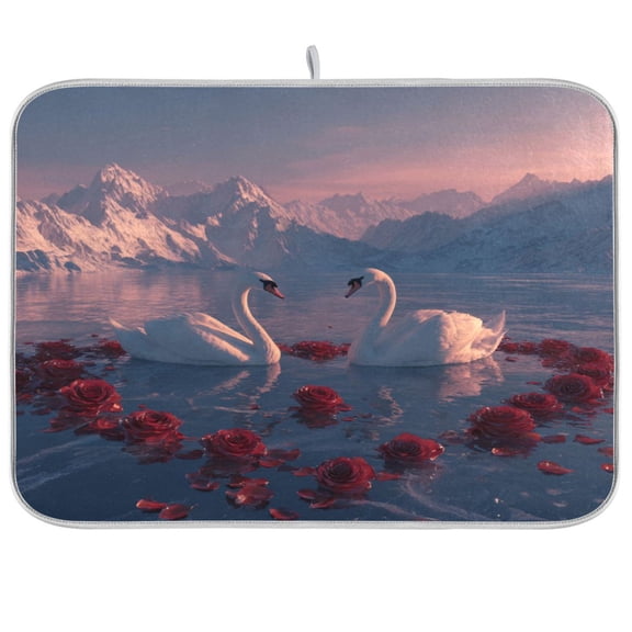 Kitchen Drying Mat Kitchen Drying Pad 16x18In Drying Dish Mat Dish Drying Mats Kitchen Countertop Multi-Function Drain Drying Mat Two White Swans