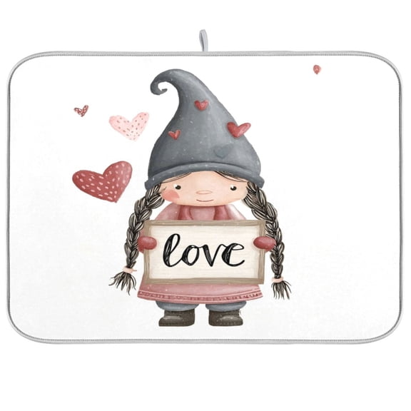 Kitchen Drying Mat Kitchen Drying Pad 16x18In Drying Dish Mat Dish Drying Mats Kitchen Countertop Multi-Function Drain Drying Mat Valentine's Day Dwarf Heart
