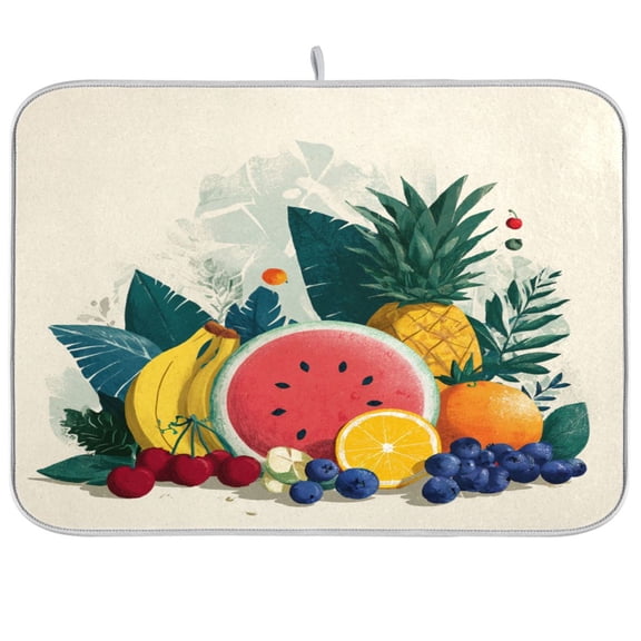 Kitchen Drying Mat Kitchen Drying Pad 16x18In Drying Dish Mat Dish Drying Mats Kitchen Countertop Multi-Function Drain Drying Mat Vibrant Fruit