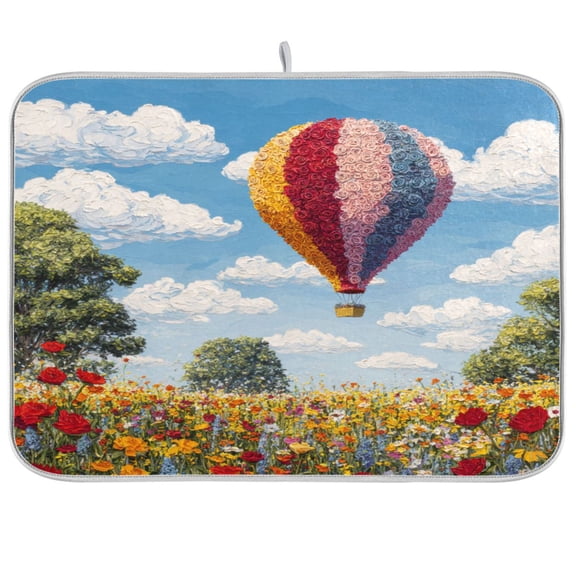 Kitchen Drying Mat Kitchen Drying Pad 16x18In Drying Dish Mat Dish Drying Mats Kitchen Countertop Multi-Function Drain Drying Mat Vibrant Hot Air Balloon