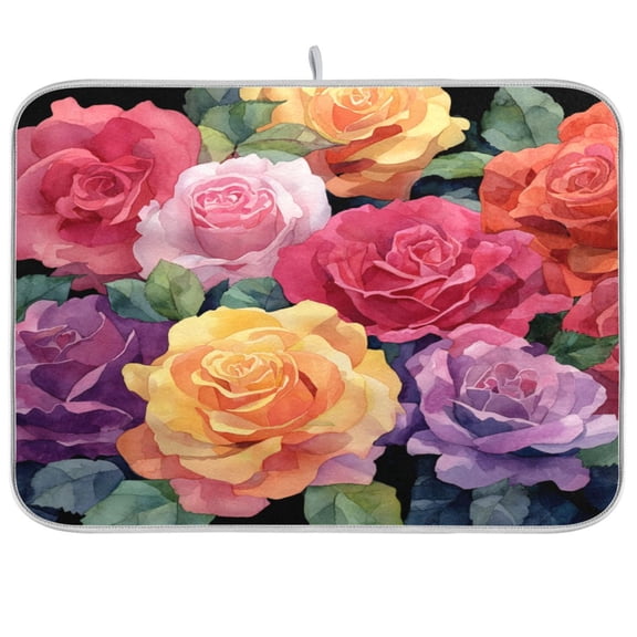 Kitchen Drying Mat Kitchen Drying Pad 16x18In Drying Dish Mat Dish Drying Mats Kitchen Countertop Multi-Function Drain Drying Mat Vibrant Watercolor Painting