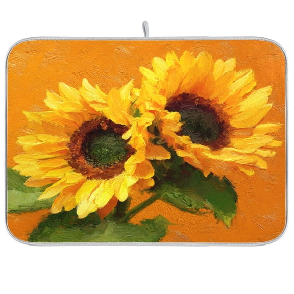 Kitchen Drying Mat Kitchen Drying Pad 16x18In Drying Dish Mat Dish Drying Mats Kitchen Countertop Multi-Function Drain Drying Mat Vibrant Yellow Sunflowers