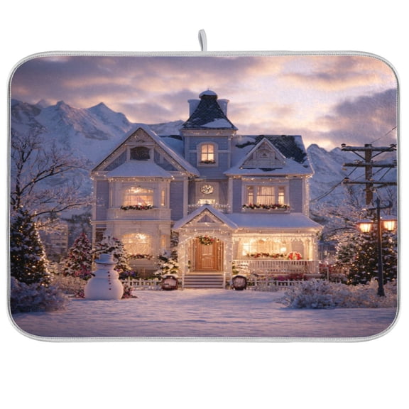Kitchen Drying Mat Kitchen Drying Pad 16x18In Drying Dish Mat Dish Drying Mats Kitchen Countertop Multi-Function Drain Drying Mat Warm Christmas House