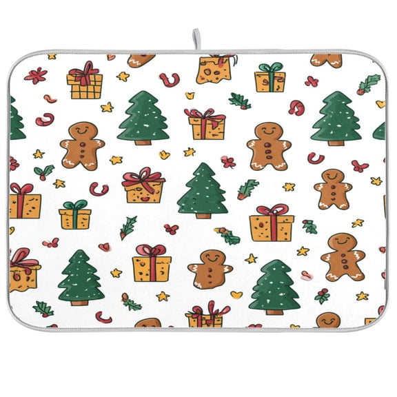 Kitchen Drying Mat Kitchen Drying Pad 16x18In Drying Dish Mat Dish Drying Mats Kitchen Countertop Multi-Function Drain Drying Mat Warm Christmas Pattern