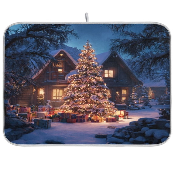 Kitchen Drying Mat Kitchen Drying Pad 16x18In Drying Dish Mat Dish Drying Mats Kitchen Countertop Multi-Function Drain Drying Mat Warm Christmas Yard
