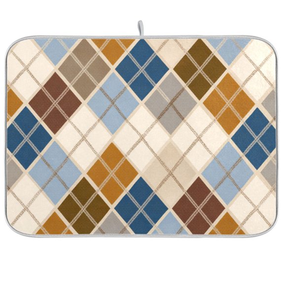 Kitchen Drying Mat Kitchen Drying Pad 16x18In Drying Dish Mat Dish Drying Mats Kitchen Countertop Multi-Function Drain Drying Mat Warm Diamond Checkered Design
