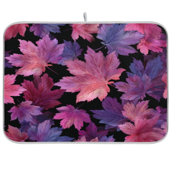 Kitchen Drying Mat Kitchen Drying Pad 16x18In Drying Dish Mat Dish Drying Mats Kitchen Countertop Multi-Function Drain Drying Mat Watercolor Maple Leaf