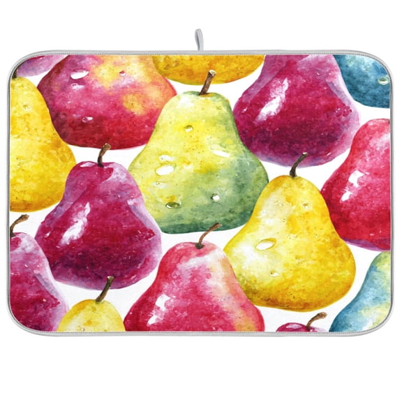 Kitchen Drying Mat Kitchen Drying Pad 16x18In Drying Dish Mat Dish Drying Mats Kitchen Countertop Multi-Function Drain Drying Mat Watercolor Pear Mix Tones