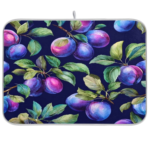Kitchen Drying Mat Kitchen Drying Pad 16x18In Drying Dish Mat Dish Drying Mats Kitchen Countertop Multi-Function Drain Drying Mat Watercolor Seamless Plums