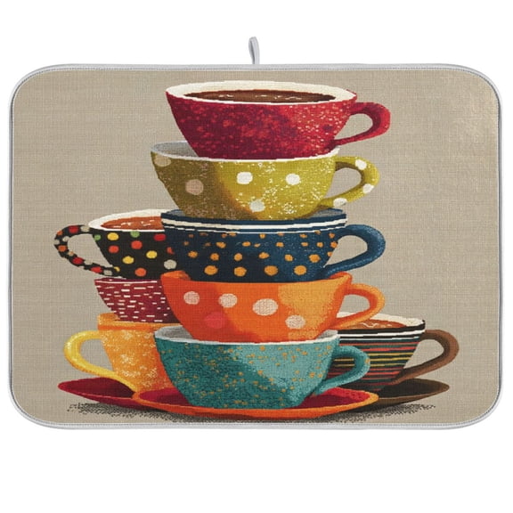 Kitchen Drying Mat Kitchen Drying Pad 16x18In Drying Dish Mat Dish Drying Mats Kitchen Countertop Multi-Function Drain Drying Mat Whimsical Stack