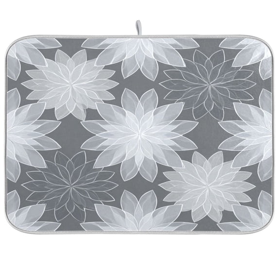 Kitchen Drying Mat Kitchen Drying Pad 16x18In Drying Dish Mat Dish Drying Mats Kitchen Countertop Multi-Function Drain Drying Mat White Flower Pattern