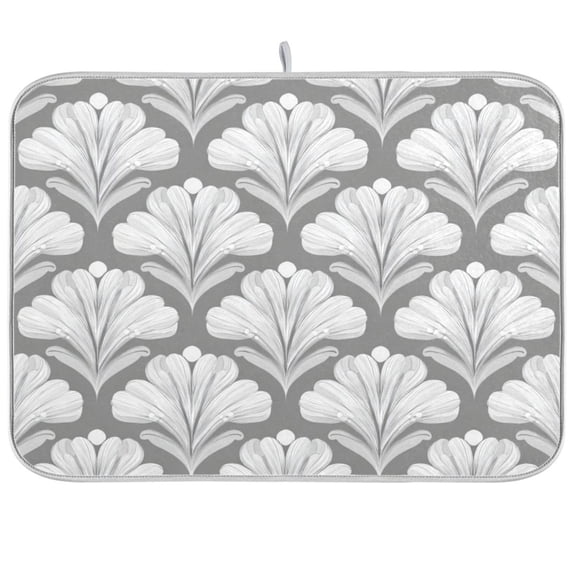 Kitchen Drying Mat Kitchen Drying Pad 16x18In Drying Dish Mat Dish Drying Mats Kitchen Countertop Multi-Function Drain Drying Mat White Flowers Pattern