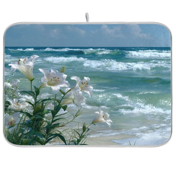 Kitchen Drying Mat Kitchen Drying Pad 16x18In Drying Dish Mat Dish Drying Mats Kitchen Countertop Multi-Function Drain Drying Mat White Sea