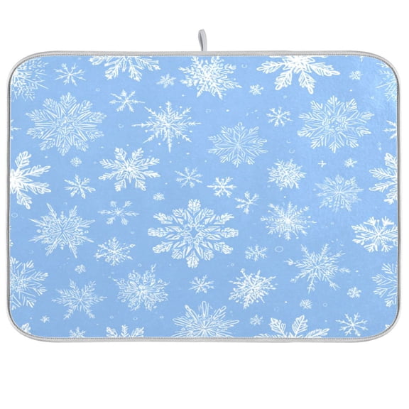 Kitchen Drying Mat Kitchen Drying Pad 16x18In Drying Dish Mat Dish Drying Mats Kitchen Countertop Multi-Function Drain Drying Mat White Snowflakes