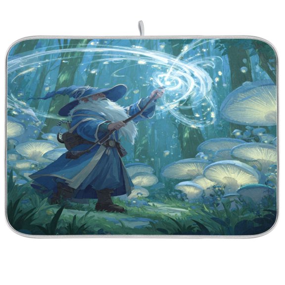 Kitchen Drying Mat Kitchen Drying Pad 16x18In Drying Dish Mat Dish Drying Mats Kitchen Countertop Multi-Function Drain Drying Mat Wizard Casting Forest Magic