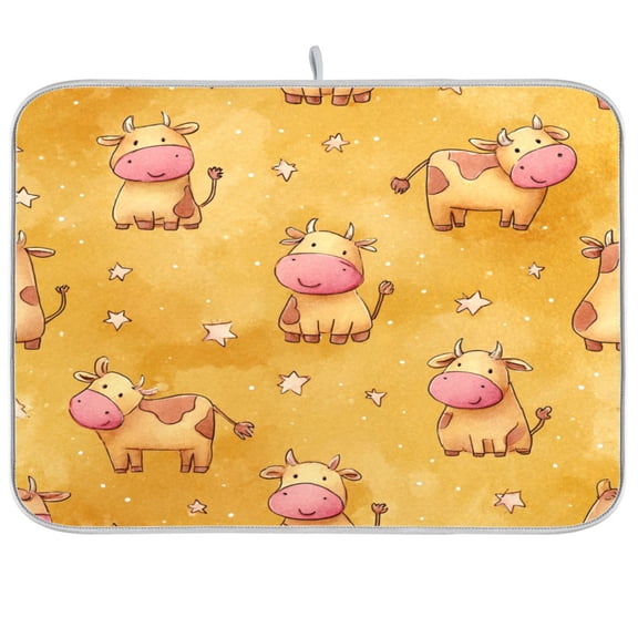 Kitchen Drying Mat Kitchen Drying Pad 16x18In Drying Dish Mat Dish Drying Mats Kitchen Countertop Multi-Function Drain Drying Mat Yellow Cattle Seamless