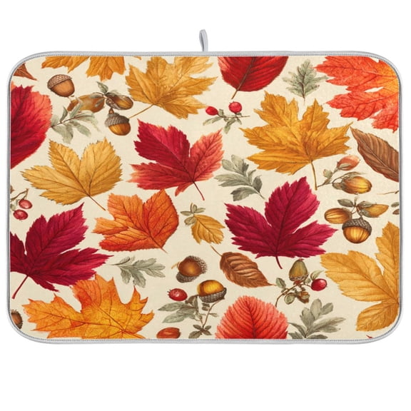 Kitchen Drying Mat Kitchen Drying Pad 16x18In Drying Dish Mat Dish Drying Mats Kitchen Countertop Multi-Function Drain Drying Mat Yellow Leaves