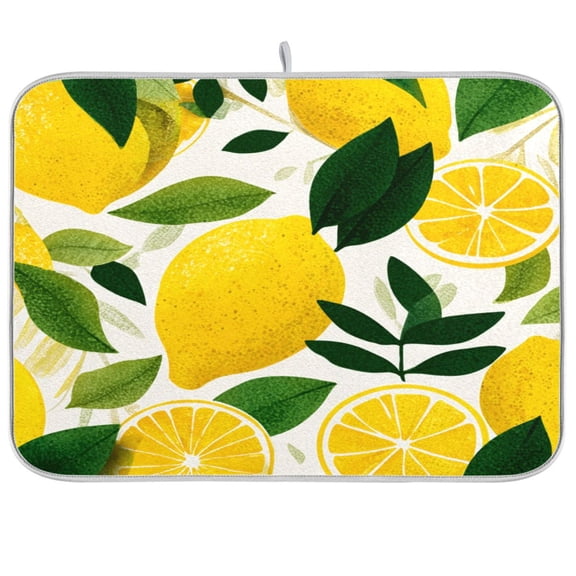 Kitchen Drying Mat Kitchen Drying Pad 16x18In Drying Dish Mat Dish Drying Mats Kitchen Countertop Multi-Function Drain Drying Mat Yellow Lemon Pattern