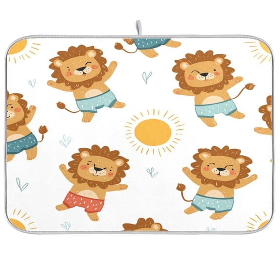 Kitchen Drying Mat Kitchen Drying Pad 16x18In Drying Dish Mat Dish Drying Mats Kitchen Countertop Multi-Function Drain Drying Mat Yellow Lion Seamless