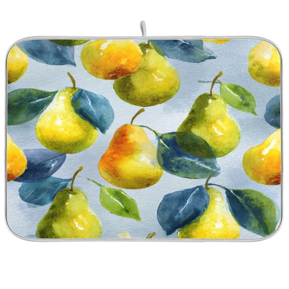 Kitchen Drying Mat Kitchen Drying Pad 16x18In Drying Dish Mat Dish Drying Mats Kitchen Countertop Multi-Function Drain Drying Mat Yellow Pear Watercolor Style