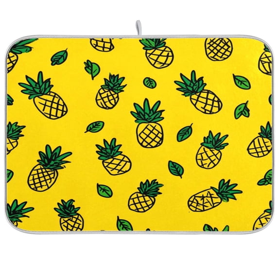 Kitchen Drying Mat Kitchen Drying Pad 16x18In Drying Dish Mat Dish Drying Mats Kitchen Countertop Multi-Function Drain Drying Mat Yellow Pineapple Seamless