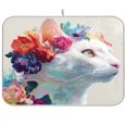 thumbnail image 1 of Kitchen Drying Mat Kitchen Drying Pad 18x24In Drying Dish Mat Dish Drying Mats Kitchen Countertop Multi-Function Drain Drying Mat Beautiful White Cat, 1 of 8