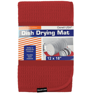 Kitchen Drying Mat Red Dish Drying Mat - 12" x 18" - Kitchen Essentials - 1 Dish Drying Mat with Flexible Microfiber Material