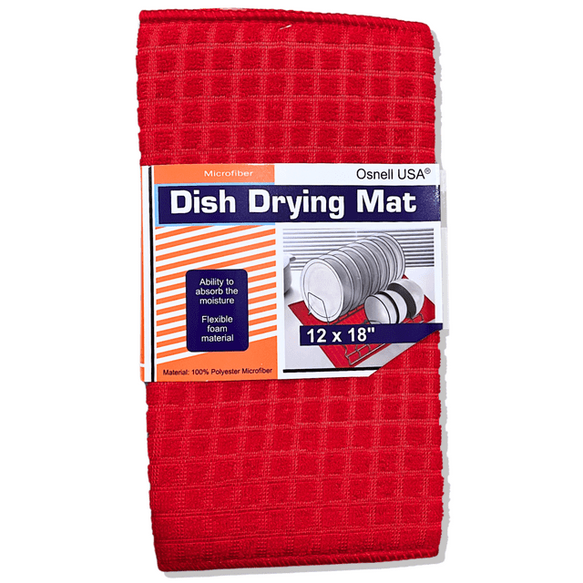 Kitchen Drying Mat Red Dish Drying Mat 12" x 18" Kitchen Essentials