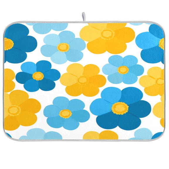 Kitchen Drying Mat Super Absorbent Heat Resistant Reversible & Foldable With Hanging Loop Simple Vector Clipart Flower