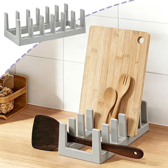 Kitchen Drying Rack 11 Inch Plastic with Drainage Tray for Pot Lids, Plates and Cutting Boards - Countertop Organizer