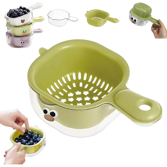 Kitchen Dual Layer Draining Basket,Leak-Proof Locking Lid and Star-Pattern Mesh,Thickened PP Double-Layer Fruit Vegetable Washer Bowl,Ideal for Washing,Draining,and Storing Fresh Produce