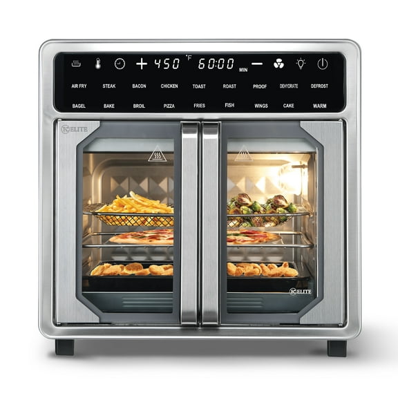 Kitchen Elite 16 Qt French Door Air Fryer Oven, Countertop Cooker with LED Display