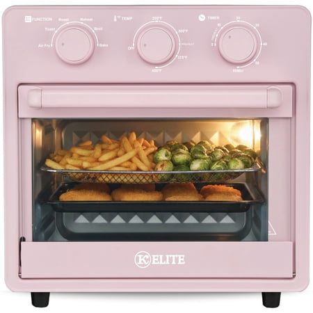 Kitchen Elite 16 Qt Mechanical Air Fryer Oven with Viewing Window, 6 Presets, Pink