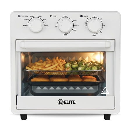 Kitchen Elite 16 Qt Mechanical Air Fryer Oven with Viewing Window, 6 Presets, White