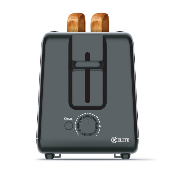 Kitchen Elite 2-Slice Toaster with Single Control and 7 Shade Settings, 700W, Black