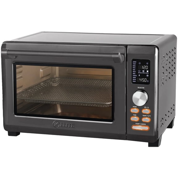 Kitchen Elite 26 qt Digital Air Fryer Oven, Stainless Steel, 10 Smart Programs, Gray