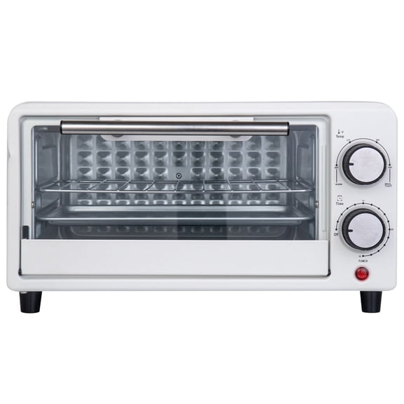 Kitchen Elite 4-Slice Compact Countertop Toaster Oven with Stainless Steel Tray, White