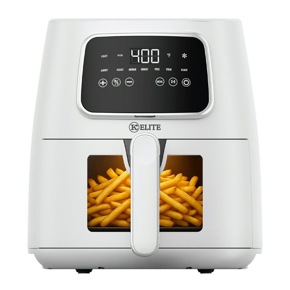 Kitchen Elite 5.5 Qt. Digital Air Fryer, Countertop Cooker with LED Screen, White